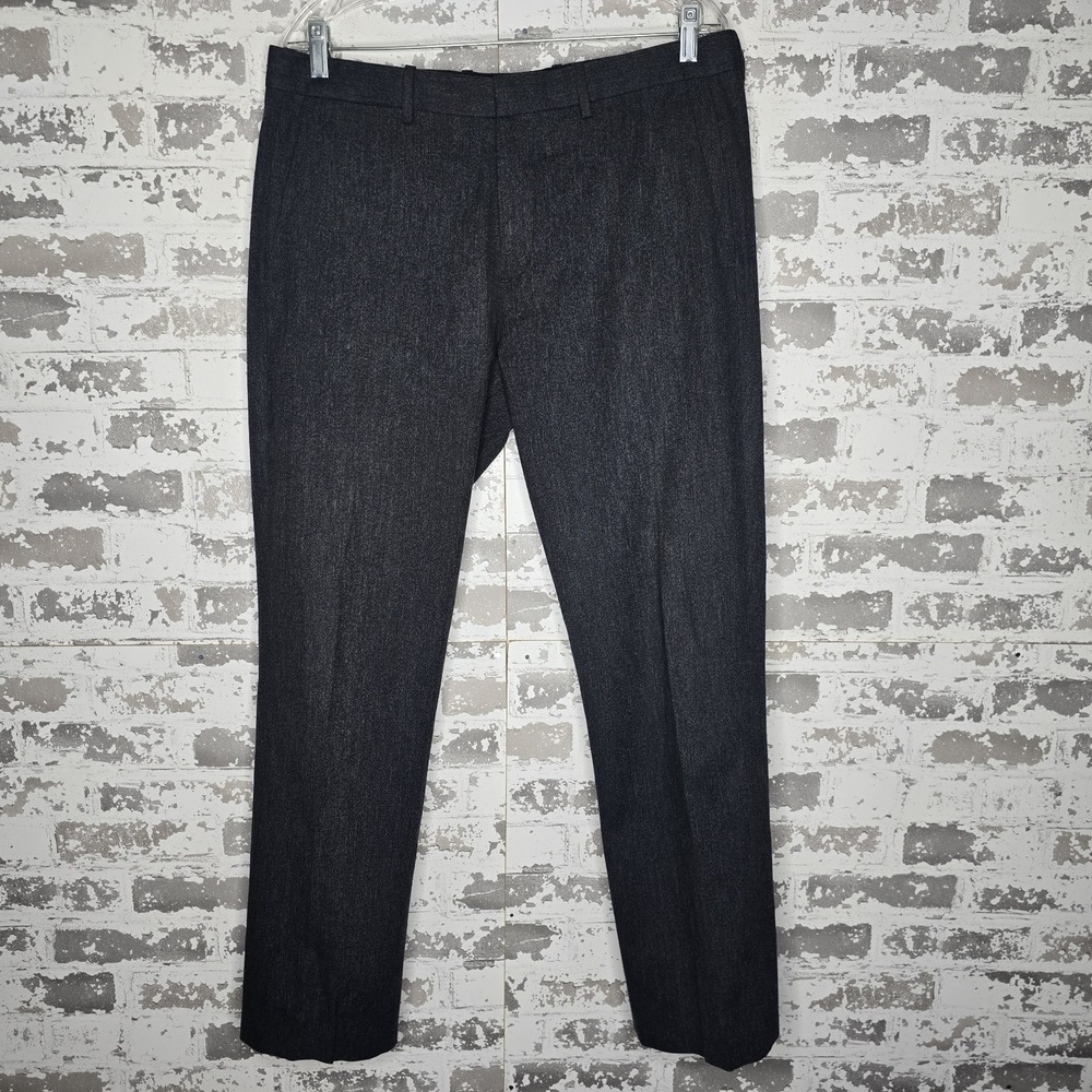 Theory Dress Pants Womens 33 Gray Wool Blend Stretch Straight Leg Trouser Career